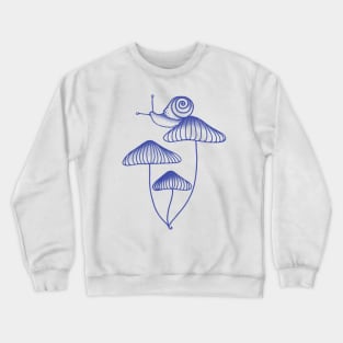 Blue Snail Sitting on Mushrooms Crewneck Sweatshirt